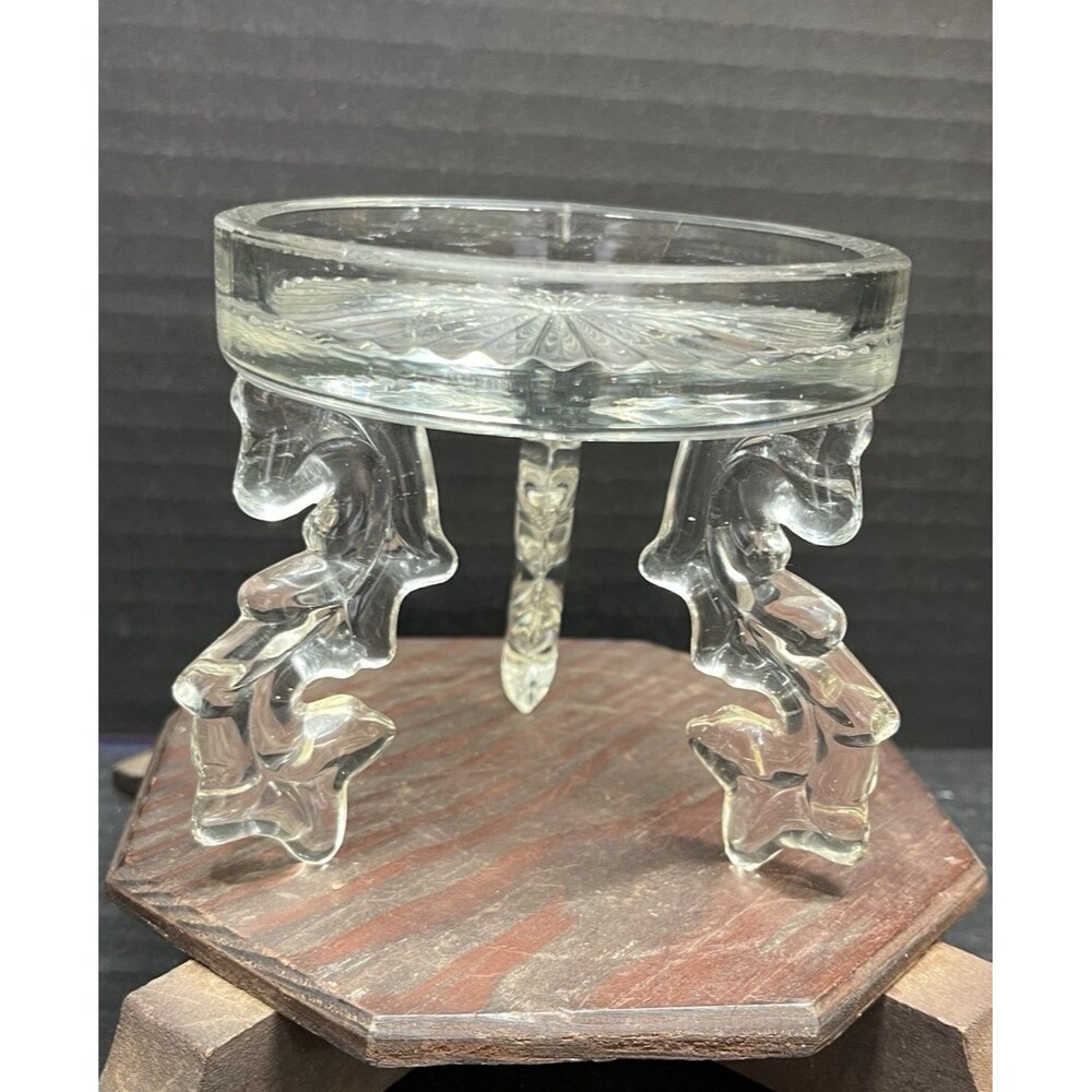 Vtg Manhattan Crystal Clear Double Duty Stand Candle Holder Pressed 3.75"